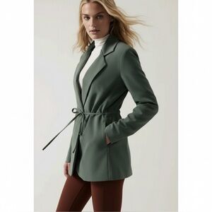 Athleta Endless Primatwill Blazer Smoked Spruce Green 10 Travel Office